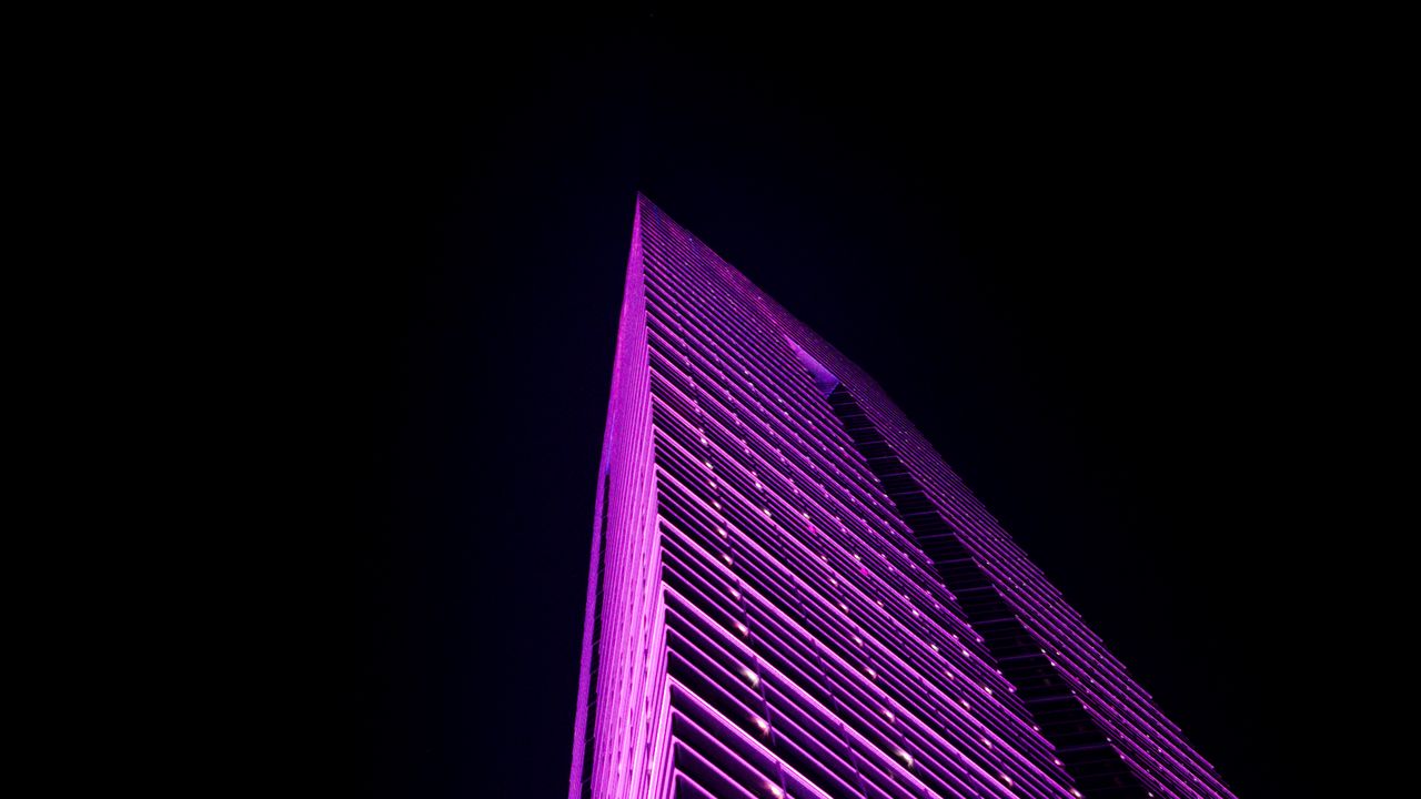 Wallpaper building, backlight, edges, purple