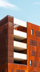 Preview wallpaper building, balconies, architecture, orange