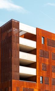 Preview wallpaper building, balconies, architecture, orange