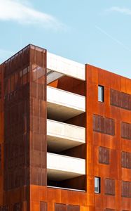 Preview wallpaper building, balconies, architecture, orange