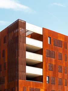 Preview wallpaper building, balconies, architecture, orange