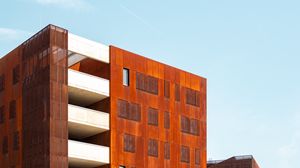 Preview wallpaper building, balconies, architecture, orange