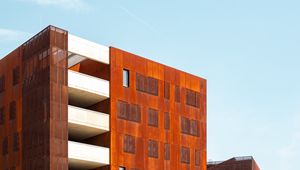 Preview wallpaper building, balconies, architecture, orange