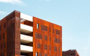 Preview wallpaper building, balconies, architecture, orange