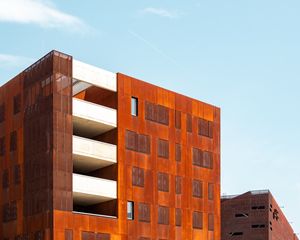 Preview wallpaper building, balconies, architecture, orange