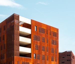 Preview wallpaper building, balconies, architecture, orange