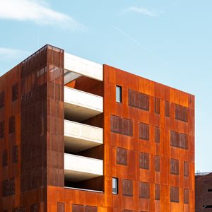 Preview wallpaper building, balconies, architecture, orange