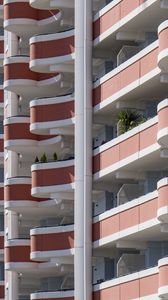 Preview wallpaper building, balconies, architecture, stripes