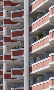 Preview wallpaper building, balconies, architecture, stripes