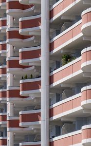 Preview wallpaper building, balconies, architecture, stripes