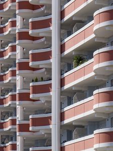 Preview wallpaper building, balconies, architecture, stripes