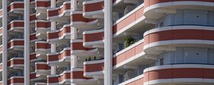 Preview wallpaper building, balconies, architecture, stripes