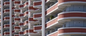 Preview wallpaper building, balconies, architecture, stripes