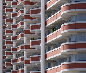 Preview wallpaper building, balconies, architecture, stripes