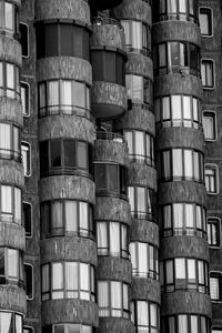 Preview wallpaper building, balconies, facade, windows, black and white, architecture