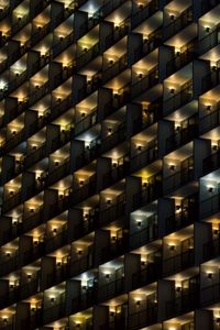 Preview wallpaper building, balconies, facade, dark, lights