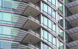 Preview wallpaper building, balconies, facade, glass, architecture