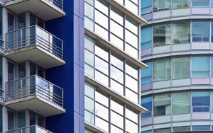 Preview wallpaper building, balconies, facade, glass, edges