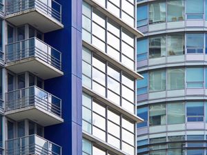 Preview wallpaper building, balconies, facade, glass, edges