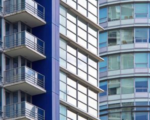 Preview wallpaper building, balconies, facade, glass, edges