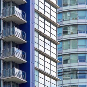 Preview wallpaper building, balconies, facade, glass, edges