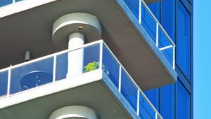 Preview wallpaper building, balconies, glass, edges