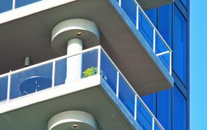 Preview wallpaper building, balconies, glass, edges