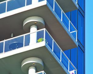 Preview wallpaper building, balconies, glass, edges