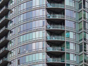 Preview wallpaper building, balconies, glass, architecture