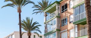 Preview wallpaper building, balconies, palm tree, sky