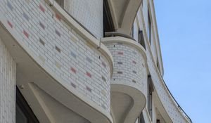 Preview wallpaper building, balconies, windows, facade, architecture, bricks