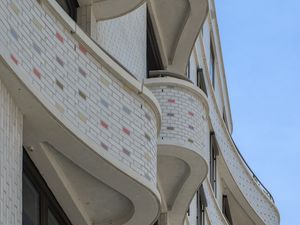 Preview wallpaper building, balconies, windows, facade, architecture, bricks
