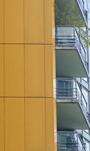 Preview wallpaper building, balconies, yellow