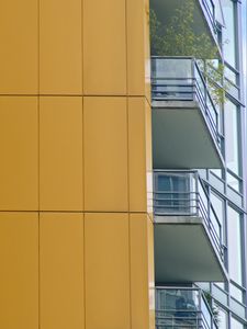 Preview wallpaper building, balconies, yellow