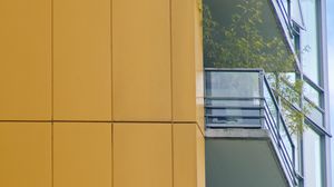 Preview wallpaper building, balconies, yellow
