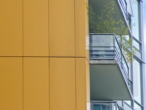 Preview wallpaper building, balconies, yellow