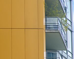 Preview wallpaper building, balconies, yellow