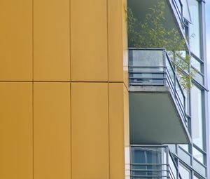 Preview wallpaper building, balconies, yellow