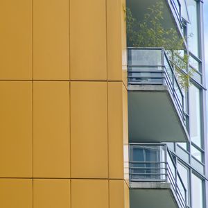 Preview wallpaper building, balconies, yellow