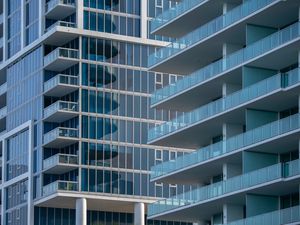 Preview wallpaper building, balcony, glass, facade, architecture