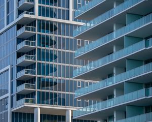 Preview wallpaper building, balcony, glass, facade, architecture