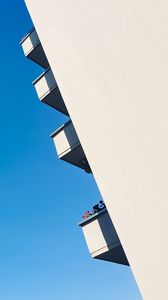 Preview wallpaper building, balcony, sky, blue