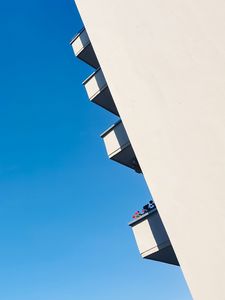 Preview wallpaper building, balcony, sky, blue