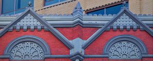 Preview wallpaper building, bas-relief, bricks, architecture