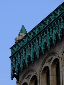 Preview wallpaper building, bas-relief, windows, architecture