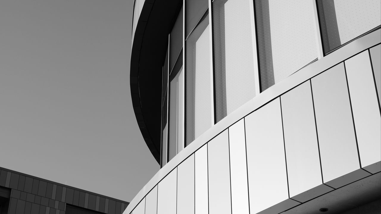 Wallpaper building, black and white, facade, architecture