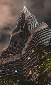 Preview wallpaper building, bottom view, architecture, facade, evening