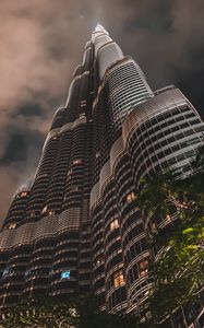 Preview wallpaper building, bottom view, architecture, facade, evening