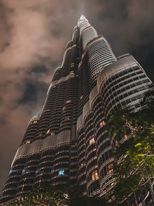 Preview wallpaper building, bottom view, architecture, facade, evening