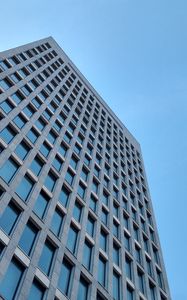 Preview wallpaper building, bottom view, architecture, windows, sky